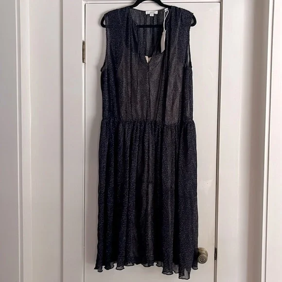 Vince Starry Dot Tiered Midi Dress in Blue Size Large - Picture 4 of 14